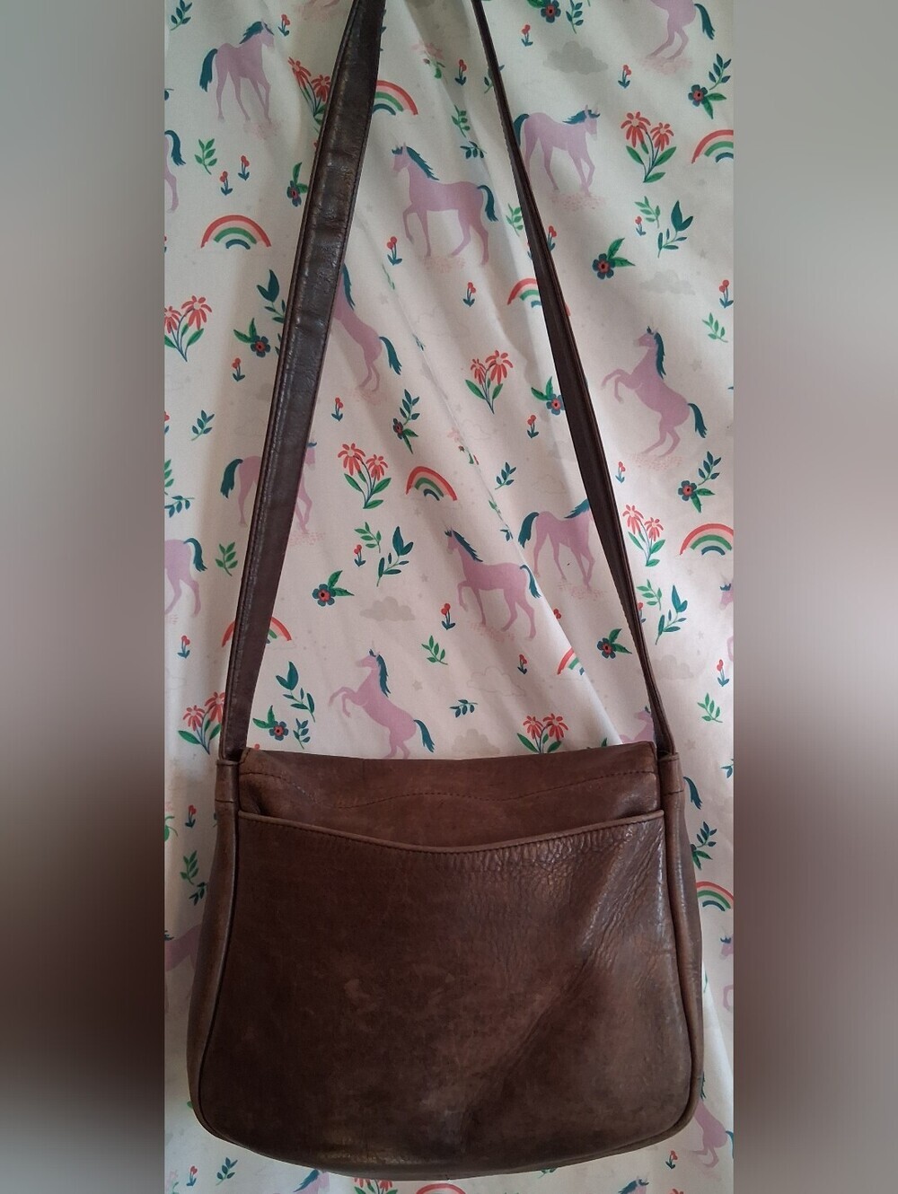 EUC Vintage 1970s Frank Clegg Brown Distressed Quiet Luxury Messenger Purse Bag - Picture 3 of 13